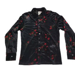 Vintage Guillermo Rose Velvet Button Up Shirt