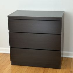 3 Drawer Furniture Storage Dresser Unit - Brown/Black Wood Grain 