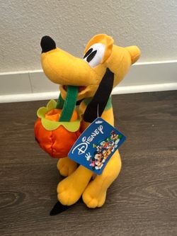 Disney Pluto Stuffed Animal with Pumpkin - Halloween Jack O Lantern Pluto new