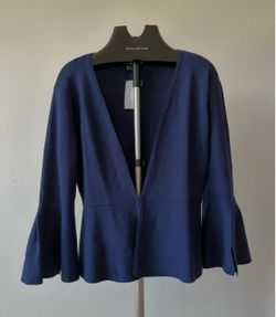 Blue Long Sleeve Open Front Cardigan New With 7th Avenue Design Studio NEW YORK