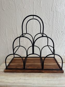 Metal and Wood Wine Rack