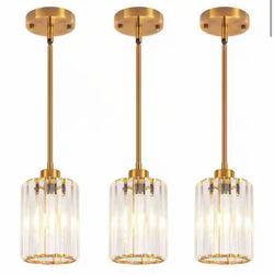 Gold Modern Pendant Light with Crystal Glass Shades