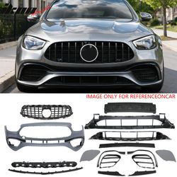 Fits 2021–2023 Benz E-Class W213 E63 Front Bumper Cover Kit W/ Gloss Black Grille