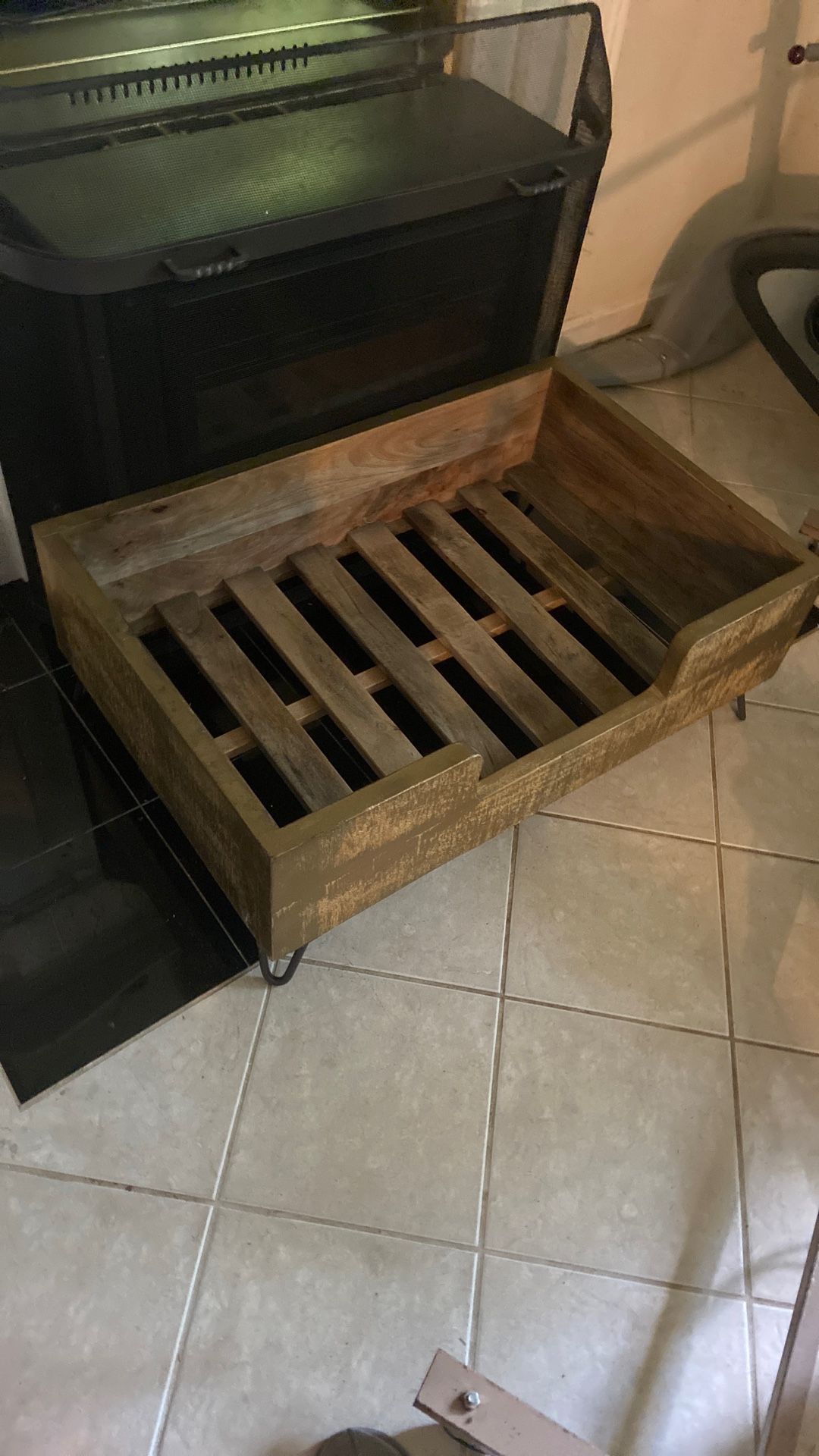 Large Sturdy Bronze Wooden Dog Bed ( Cushion Not Included)