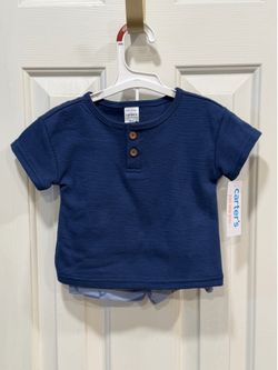 Carter's Just One You 9M 2-Piece Blue Whale Short Set NWT