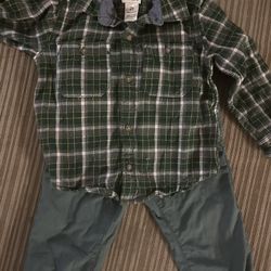 Toddler Boys Flannel Plaid Shirt And Lined Old Navy Joggers