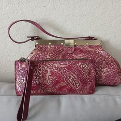 Patricia Nash Tooled Leather Bag & Wristlet  Set