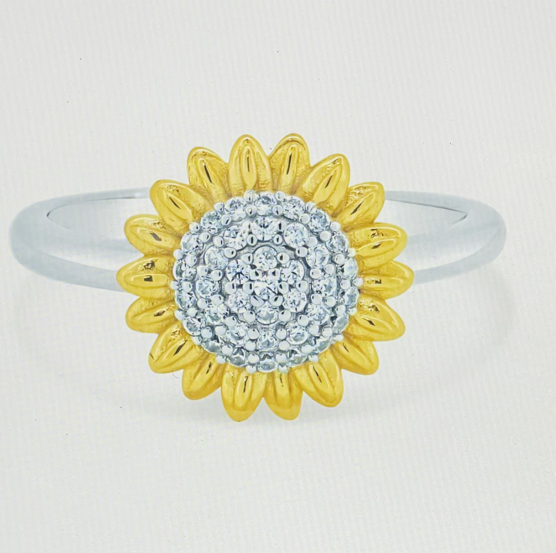 Sterling Silver Size 5,6,7,8,9 Sunflower Ring 