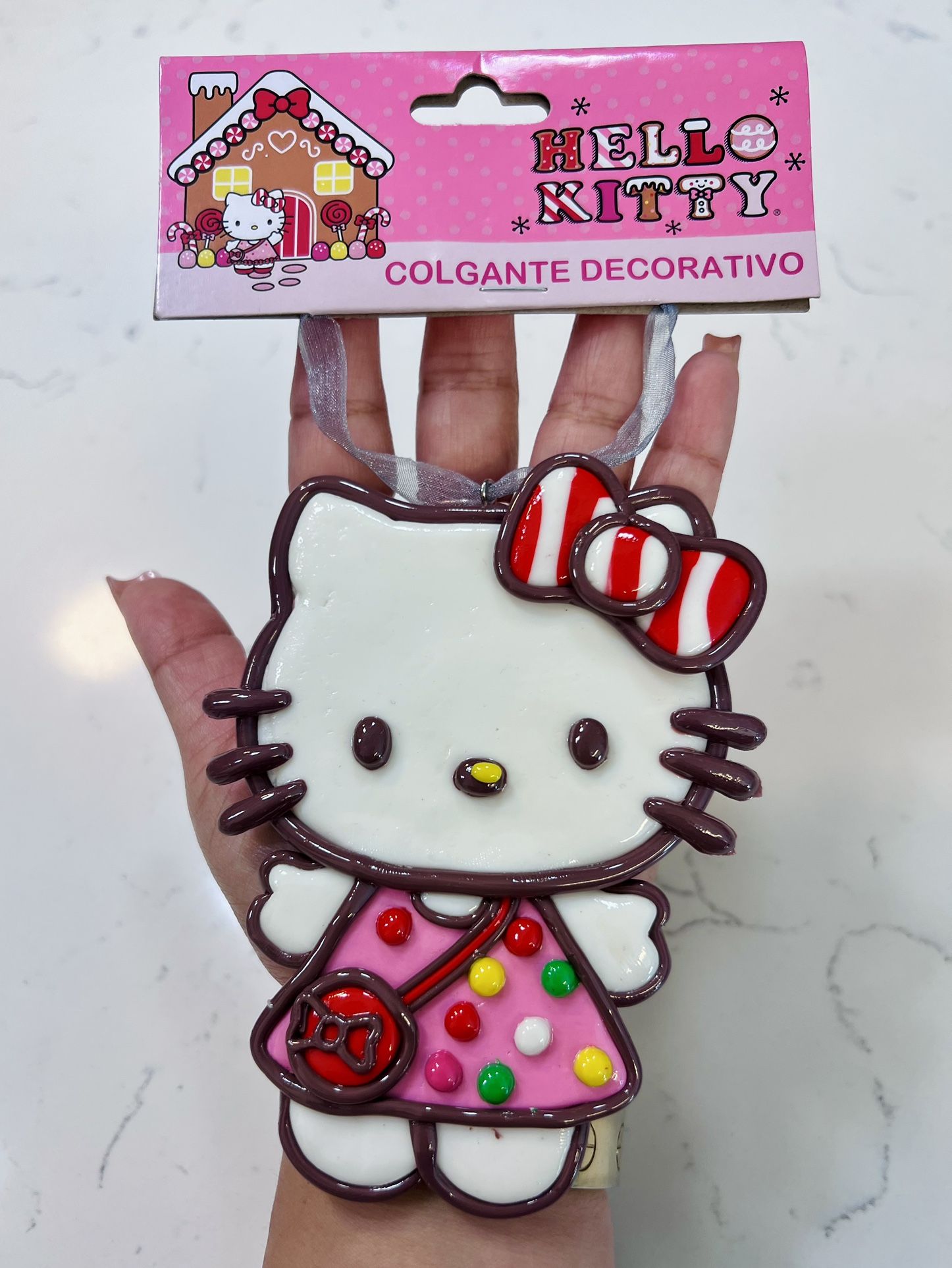 Hello Kitty Pink Candy Dress Christmas Cookie Ornament NEW