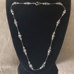 18”Vintage Sterling And Crystal Necklace 