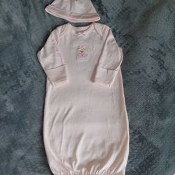 Baby Girl Pink Gown With Hat