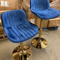 4pcsVelvet Bar Stools Set , Adjustable Counter Height Bar Stools with Back and Footrest, Gold Swivel Bar Stools Set of 4 for Kitchen Island, Bar, Cafe