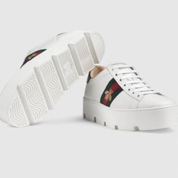 Gucci Ace Embroidered Platform White
