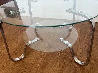 BEAUTIFUL  MODERN GLASS & METAL COFFEE TABLE