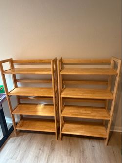 Set of 2 Wooden 4-Tier Bookshelves