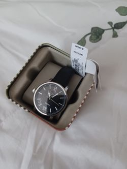 Fossil Watch with Black Leather Strap