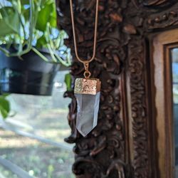 Electro-formed Quartz Crystal Pendant Necklace 