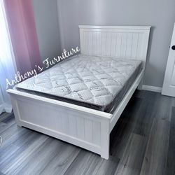 White Queen Bed Nd Bamboo Mattress 