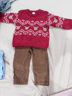 12mon Boy Toddler Holiday Sweater and Corduroy Pants Set