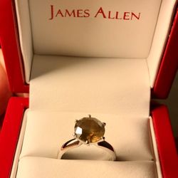 3.05cts Natural Mocha chocolate diamond solitaire certified Ideal 3X on Platinum and 14kt white gold