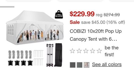 Corbizi 10'x20' pop up tent