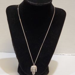 925 Sterling Silver Hamsa Necklace Pendant of Fatima Evil Eye Protector 19"