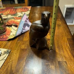 Vintage Hand Carved Wood Wooden Carving Perched Eagle