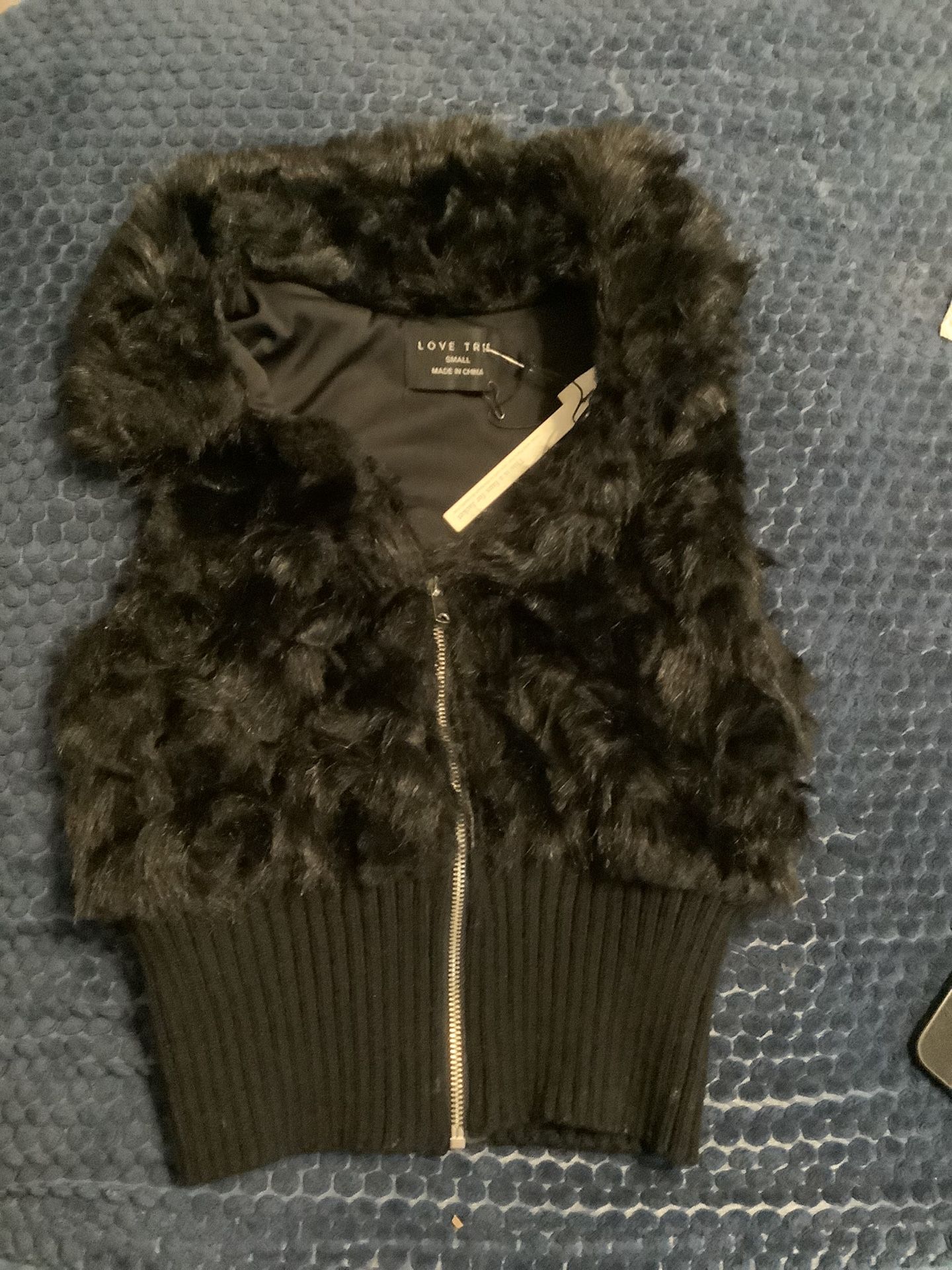 New Black Faux Fur Vest