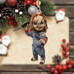 1pc Chucky 2D Flat Acrylic Pendant, Car Rearview Mirror Decoration Pendant, Halloween Decoration, Bag & Key Chain Accessories