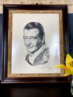 Rare1984 Vintage Signed John Wayne Bonanza Artwork Framed Drawning Sketch Art