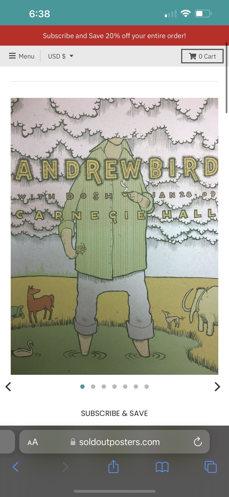 Andrew Bird- 2009 Jay Ryan Poster New York City Carnegie Hall