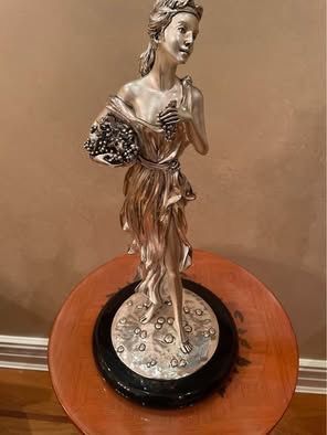 Silver Statue Lady With Grapes