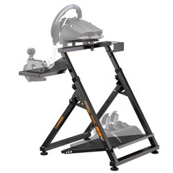 Foldable High Compatible Sim Racing Wheel Stand Simulator Fits Handbrake,Height Adjustable,Cup Holder,29 Holes Wheel Panel & 26 Holes Shifter Panel