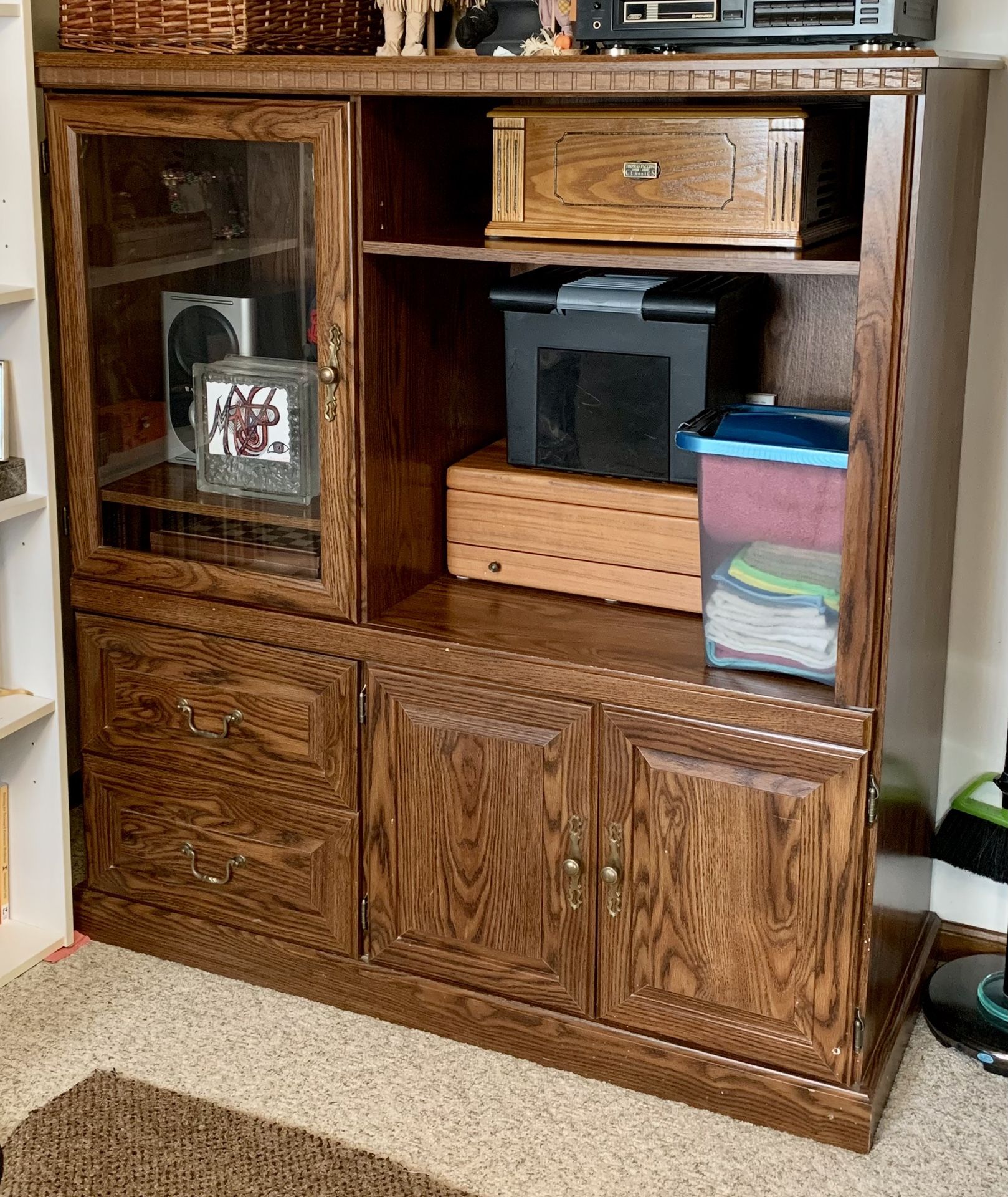 FREE!! In Great Condition Solid Wood Entertainment Center