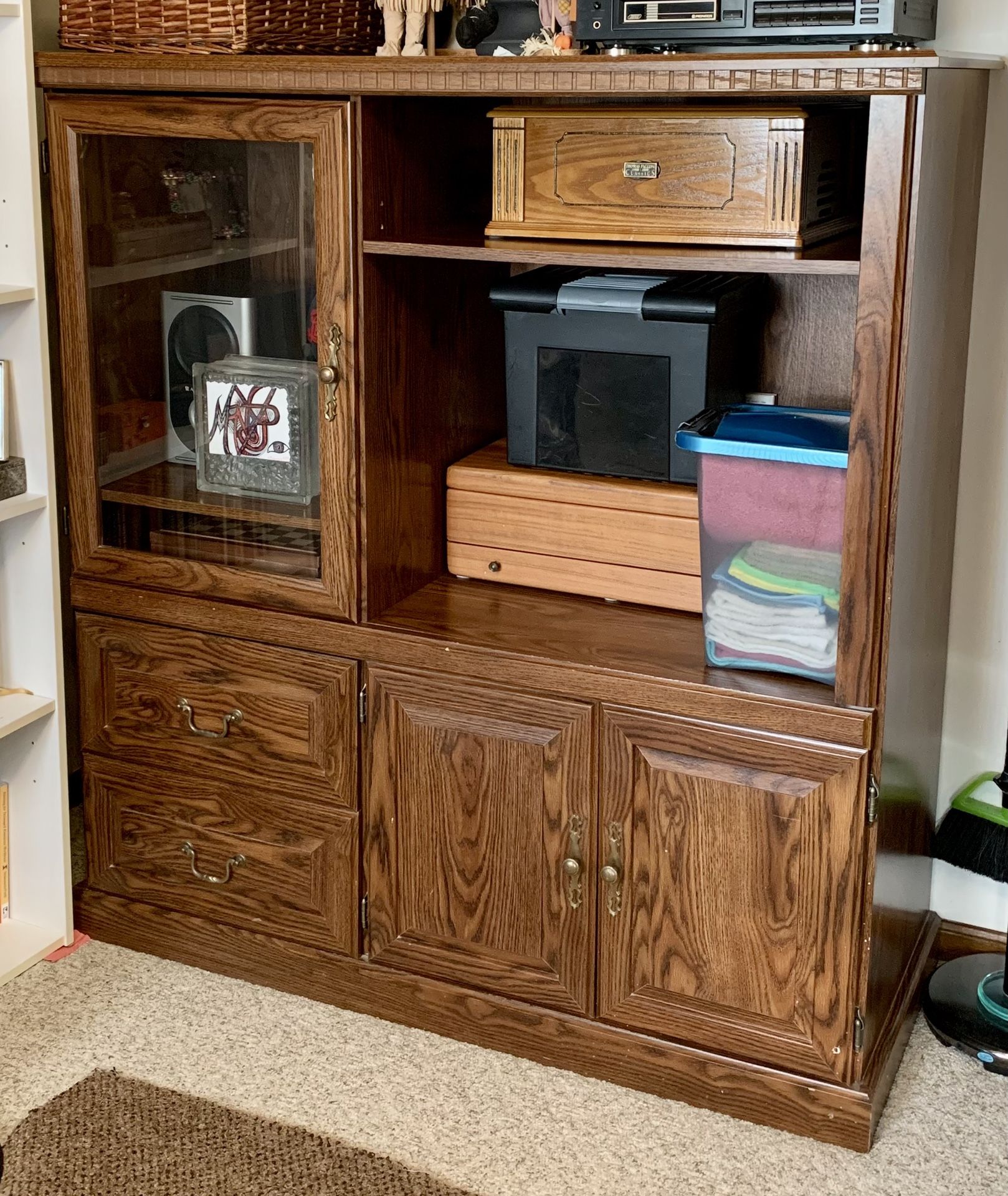 FREE!!  In Great Condition Solid Wood Entertainment Center