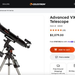 Celestron 6” Telescope with Meade LX85 Mount + eyepiece and filters. 