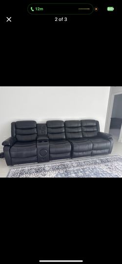 Luxury Black Leather Reclining Sectional Sofa – Home Theater Style | LIKE NEW