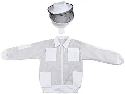 Beekeeping Jacket with Round Veil,Extra Ventilated Smock for Professionals Beekeeper,Three-Layer Network, LARGE .