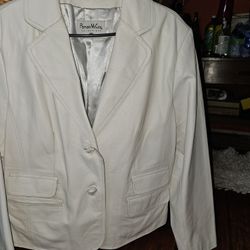 White Leather Blazer Jacket