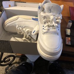 Jordan 3s. White and light blue