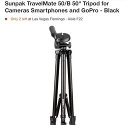 Sunpak Travel Mate Tripod For Camera, Smartphone, GoPro, Tripod 