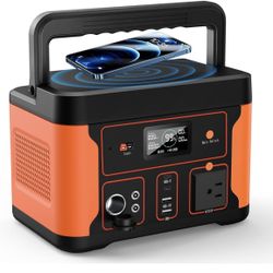Portable Power Station 600W(Peak 1200W), Solar Generator Backup 550Wh Battery Pack with 110V AC Outlet, Pure Sine Wave Powerhouse with LED Light for R