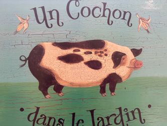 UN COCHON dans Le Jardin Wooden serving tray 16” x 13”