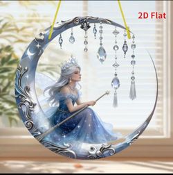 Moonlit Fairy Queen Acrylic Suncatcher – Round Window Hanging