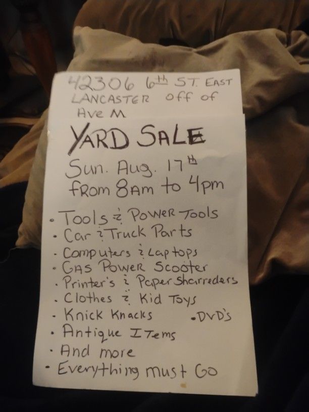 Yard Sale Sun 8am