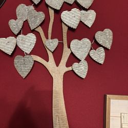Wall Decoration Tree With Heart Leaves 