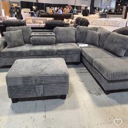Sectional With Ottoman Available For Fast Delivery 