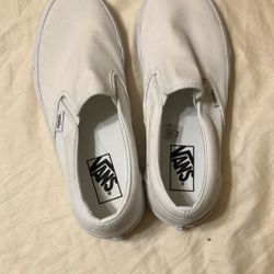 Brand New All White Van Slip Ons
