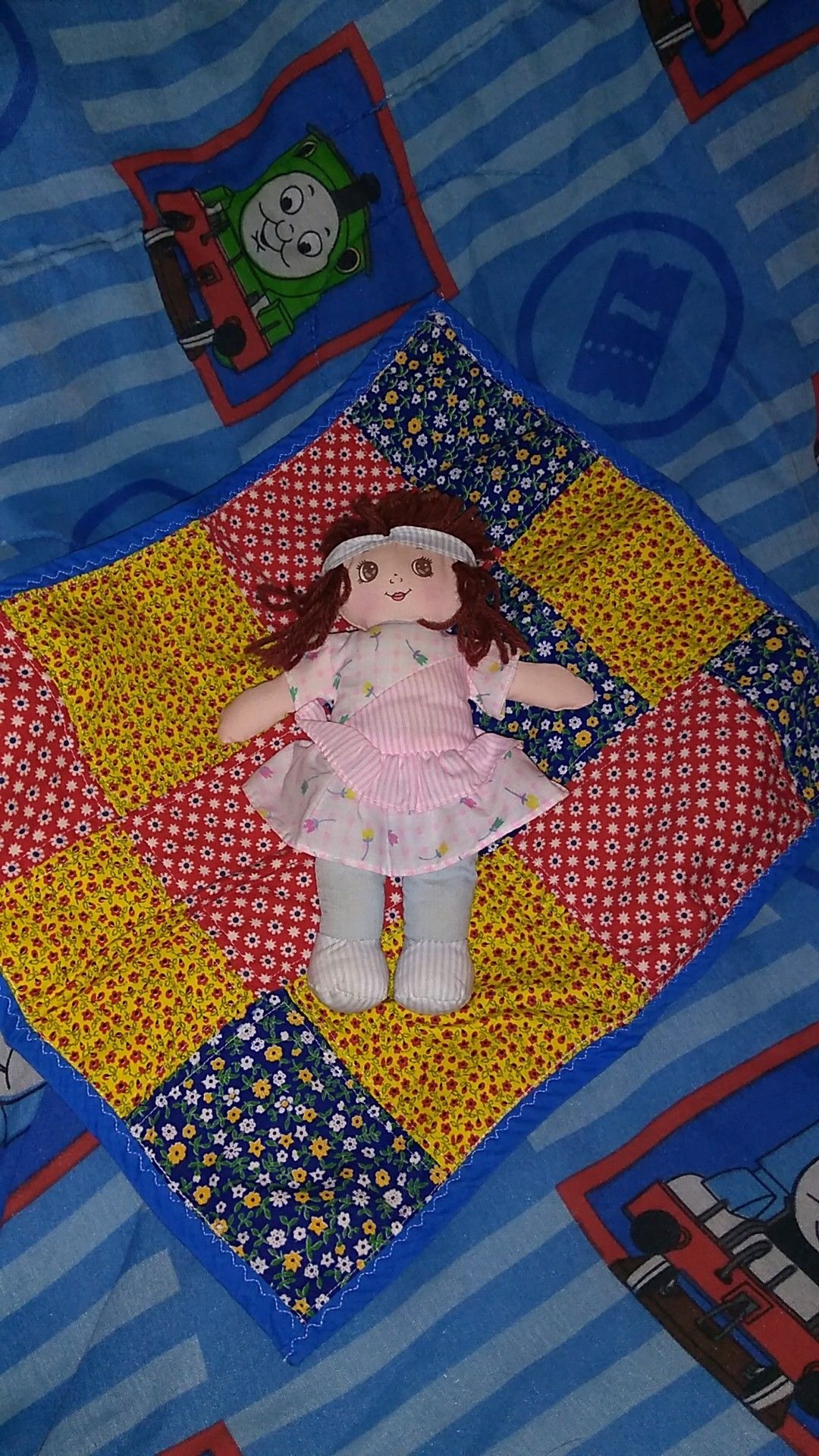 Troy's toys 1991 cloth doll and blanket