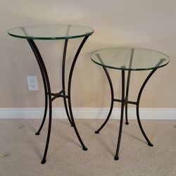 Glass Round Accent Tables- Set of 2